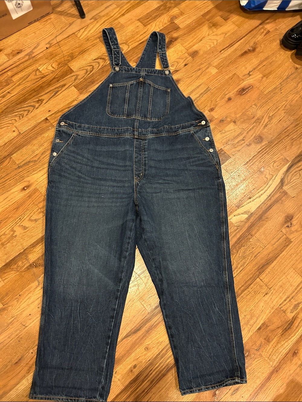 Old Navy Womens Dark Blue Denim Overalls - Classic Workwear Style 24